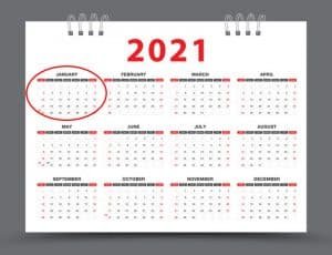 calendar 2021 january circles